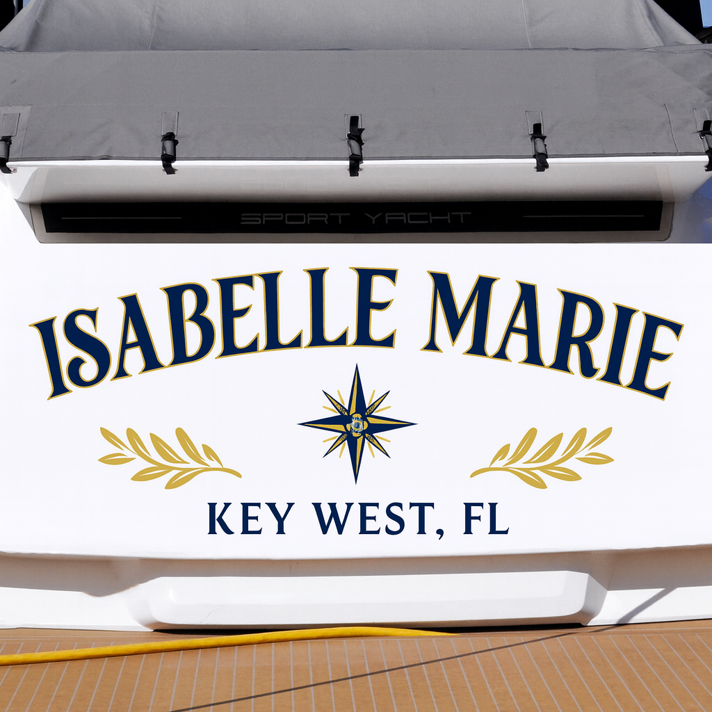 Custom Boat Stern Decal Sticker Sign | Boat Stern Name & Hailing City (Port) Sign