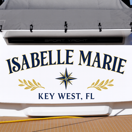 Custom Boat Stern Decal Sticker Sign | Boat Stern Name & Hailing City (Port) Sign