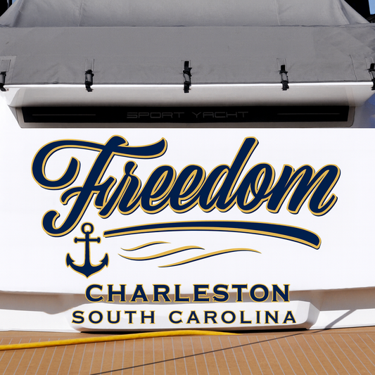 Custom Boat Stern Decal Sticker Sign | Boat Stern Name & Hailing City (Port) Sign