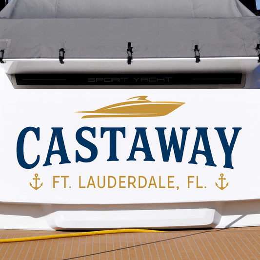 Custom Boat Stern Decal Sticker Sign | Boat Stern Name & Hailing City (Port) Sign