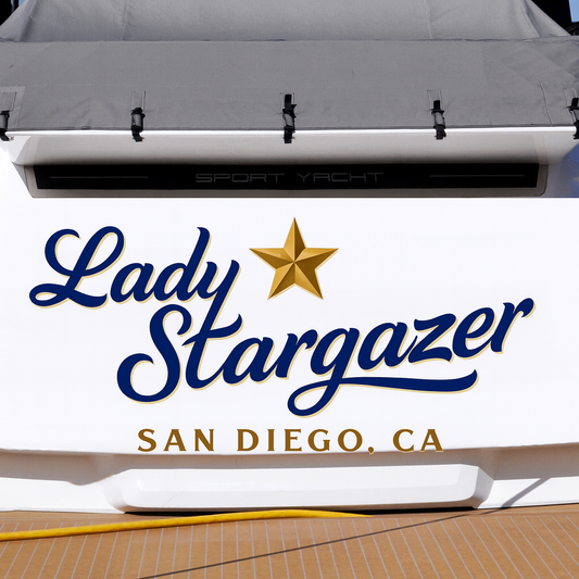 Custom Boat Stern Decal Sticker Sign | Boat Stern Name & Hailing City (Port) Sign