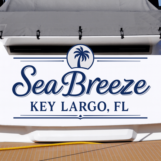 Custom Boat Stern Decal Sticker Sign | Boat Stern Name & Hailing City (Port) Sign