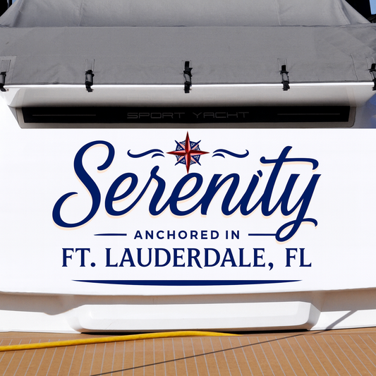 Custom Boat Stern Decal Sticker Sign | Boat Stern Name & Hailing City (Port) Sign