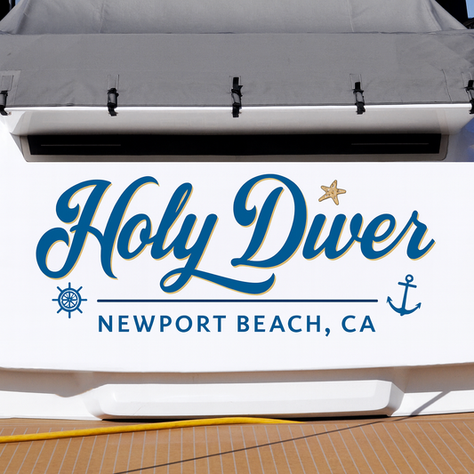 Custom Boat Stern Decal Sticker Sign | Boat Stern Name & Hailing City (Port) Sign