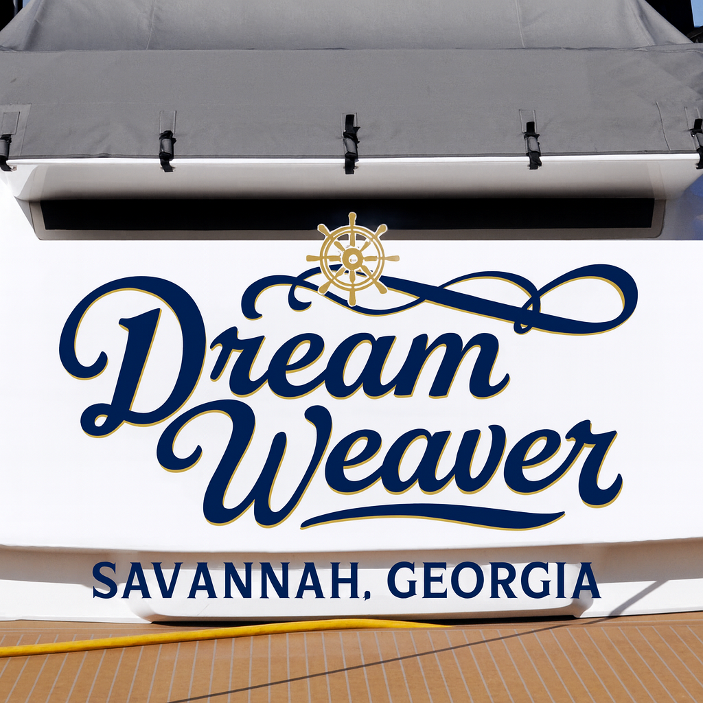 Custom Boat Stern Decal Sticker Sign | Boat Stern Name & Hailing City (Port) Sign