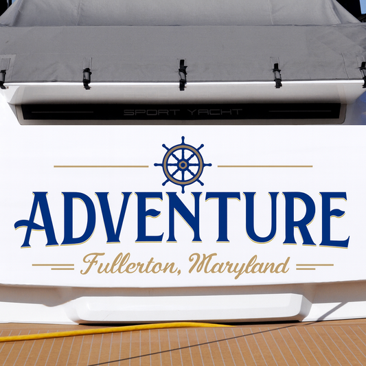 Custom Boat Stern Decal Sticker Sign | Boat Stern Name & Hailing City (Port) Sign