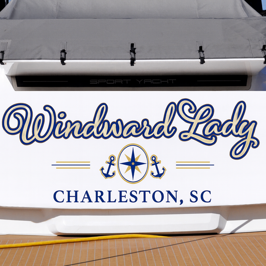 Custom Boat Stern Decal Sticker Sign | Boat Stern Name & Hailing City (Port) Sign