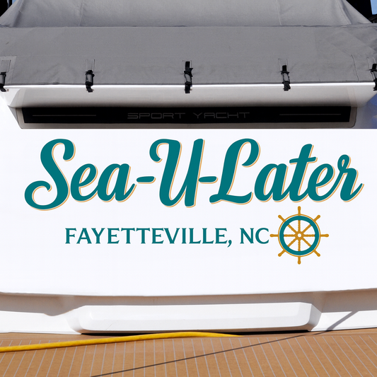 Custom Boat Stern Decal Sticker Sign | Boat Stern Name & Hailing City (Port) Sign