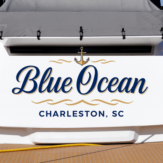 Custom Boat Stern Decal Sticker Sign | Boat Stern Name & Hailing City (Port) Sign