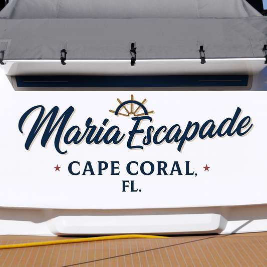 Custom Boat Stern Decal Sticker Sign | Boat Stern Name & Hailing City (Port) Sign