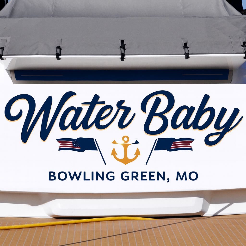 Custom Boat Stern Decal Sticker Sign | Boat Stern Name & Hailing City (Port) Sign