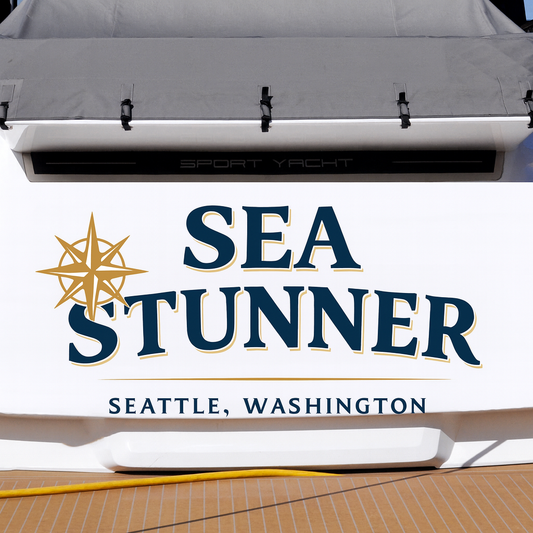 Custom Boat Stern Decal Sticker Sign | Boat Stern Name & Hailing City (Port) Sign