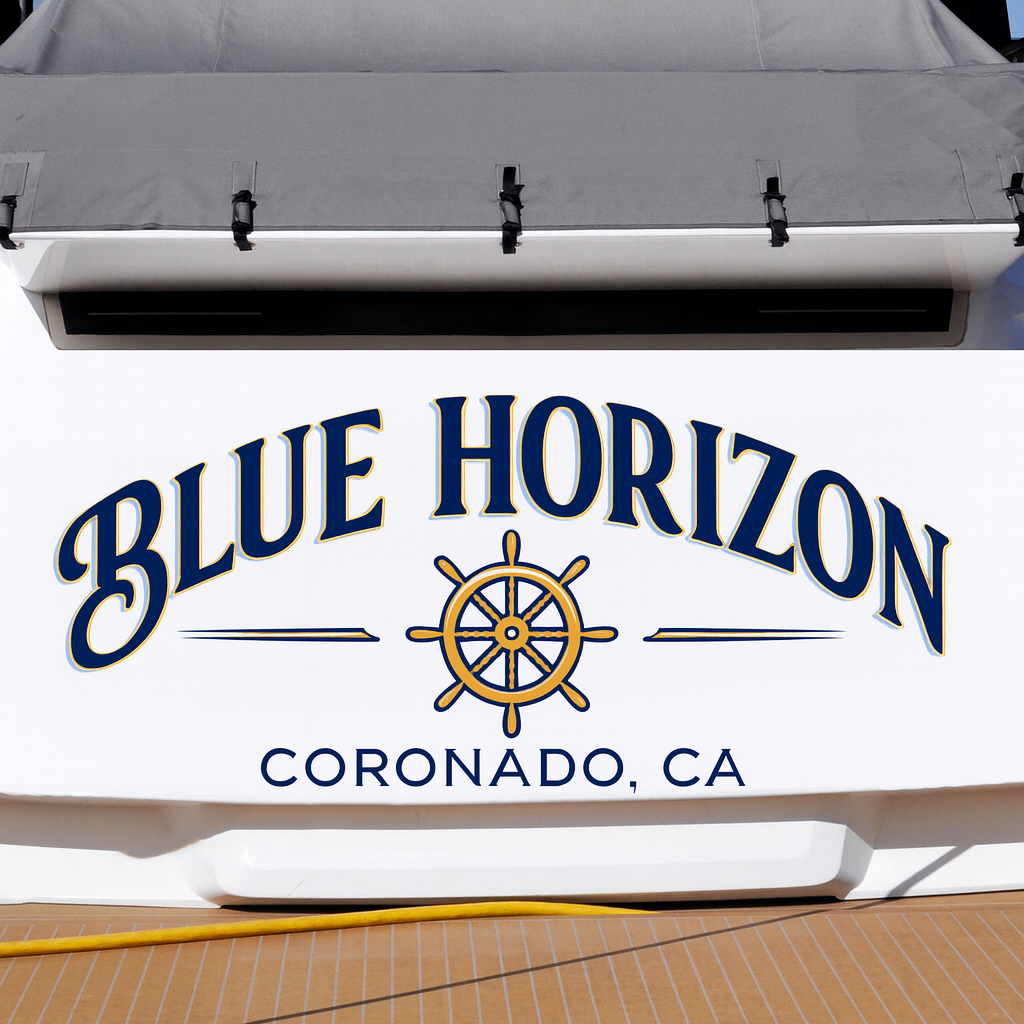 Custom Boat Stern Decal Sticker Sign | Boat Stern Name & Hailing City (Port) Sign
