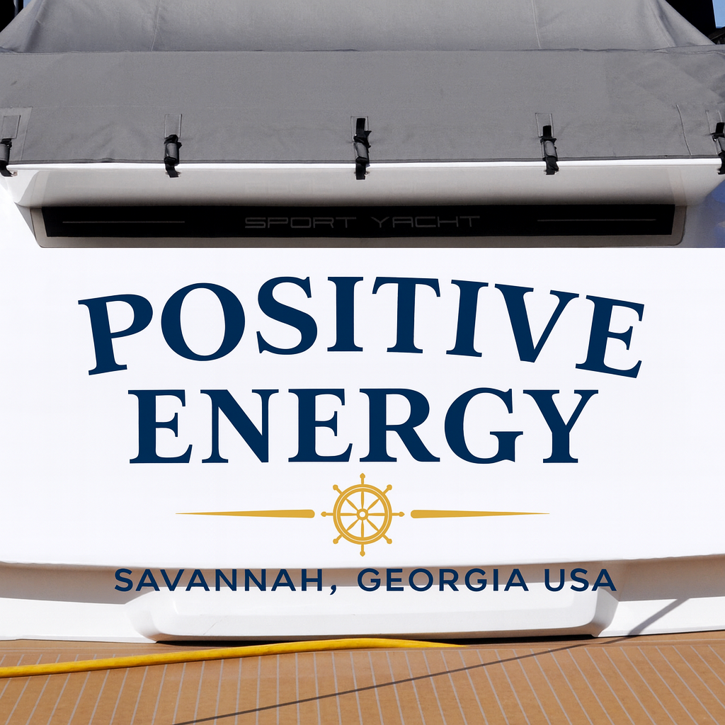 Custom Boat Stern Decal Sticker Sign | Boat Stern Name & Hailing City (Port) Sign