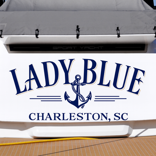 Custom Boat Stern Decal Sticker Sign | Boat Stern Name & Hailing City (Port) Sign