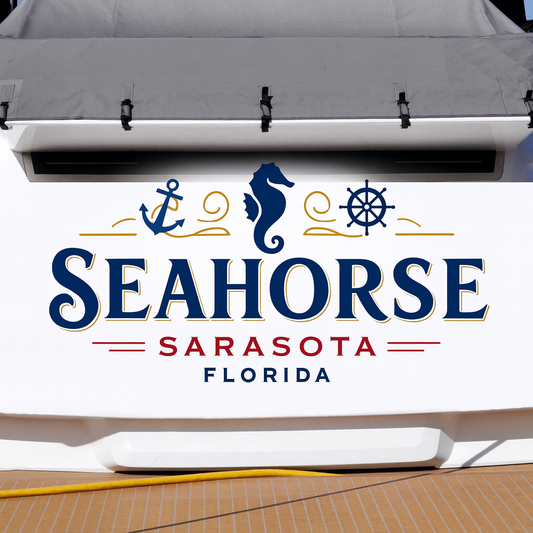 Custom Boat Stern Decal Sticker Sign | Boat Stern Name & Hailing City (Port) Sign