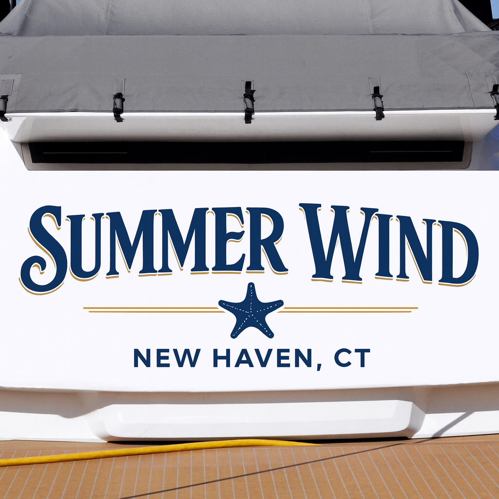 Custom Boat Stern Decal Sticker Sign | Boat Stern Name & Hailing City (Port) Sign