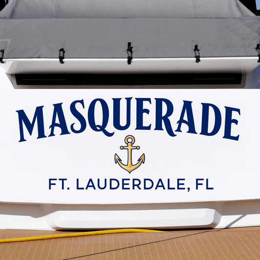 Custom Boat Stern Decal Sticker Sign | Boat Stern Name & Hailing City (Port) Sign