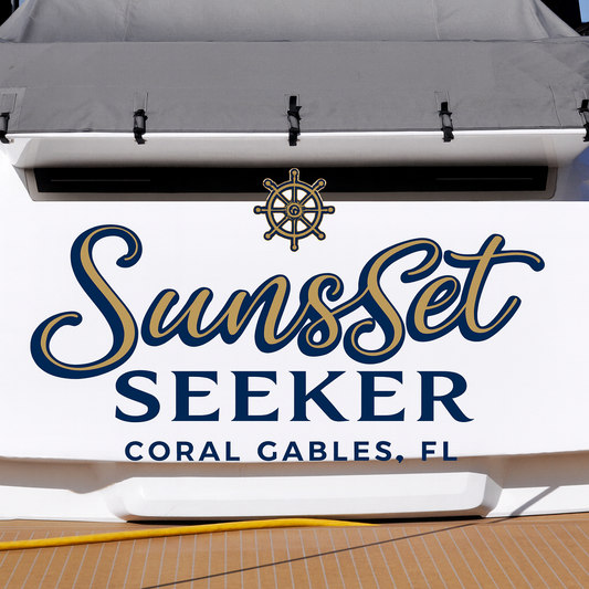 Custom Boat Stern Decal Sticker Sign | Boat Stern Name & Hailing City (Port) Sign