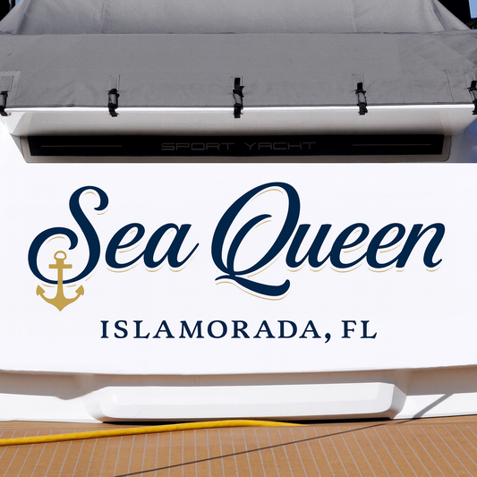 Custom Boat Stern Decal Sticker Sign | Boat Stern Name & Hailing City (Port) Sign