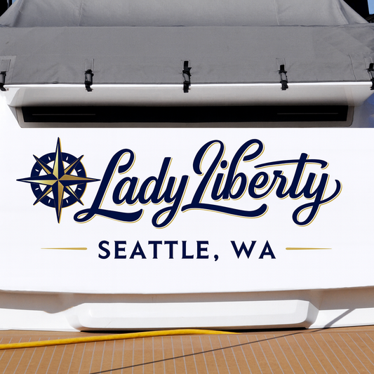 Custom Boat Stern Decal Sticker Sign | Boat Stern Name & Hailing City (Port) Sign