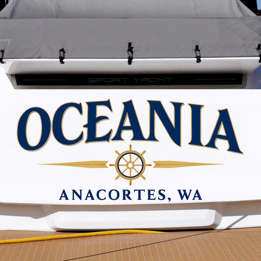 Custom Boat Stern Decal Sticker Sign | Boat Stern Name & Hailing City (Port) Sign