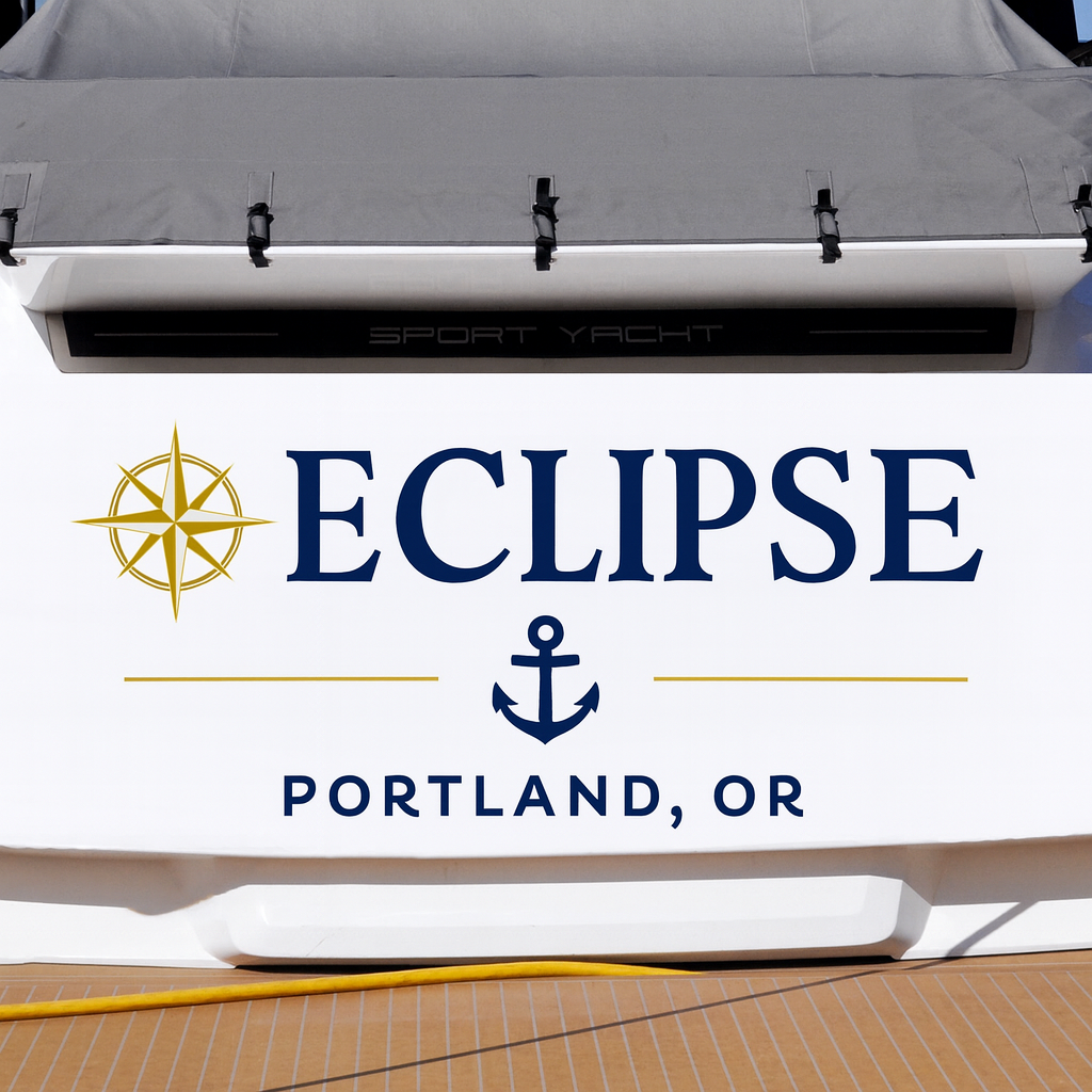 Custom Boat Stern Decal Sticker Sign | Boat Stern Name & Hailing City (Port) Sign
