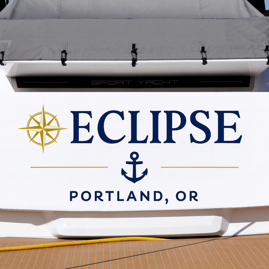 Custom Boat Stern Decal Sticker Sign | Boat Stern Name & Hailing City (Port) Sign