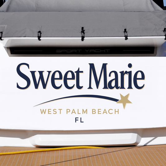 Custom Boat Stern Decal Sticker Sign | Boat Stern Name & Hailing City (Port) Sign