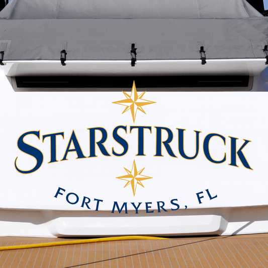 Custom Boat Stern Decal Sticker Sign | Boat Stern Name & Hailing City (Port) Sign