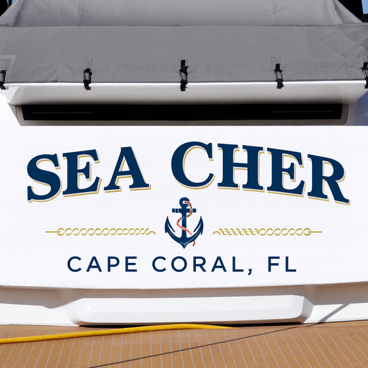 Custom Boat Stern Decal Sticker Sign | Boat Stern Name & Hailing City (Port) Sign