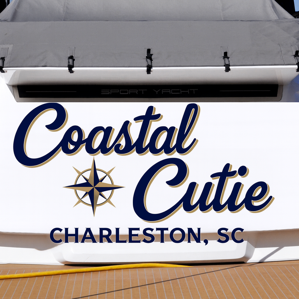 Custom Boat Stern Decal Sticker Sign | Boat Stern Name & Hailing City (Port) Sign