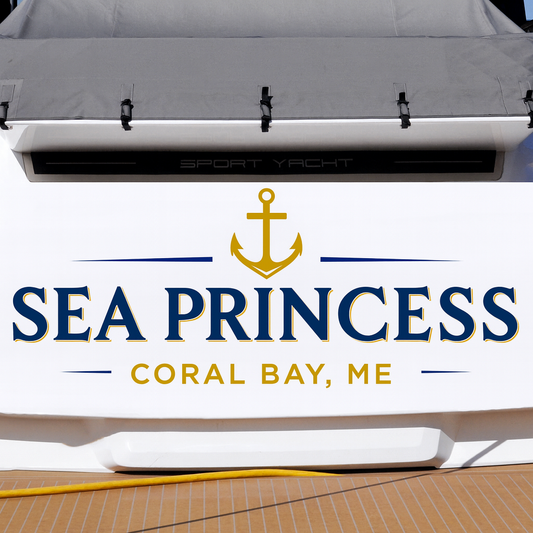 Custom Boat Stern Decal Sticker Sign | Boat Stern Name & Hailing City (Port) Sign