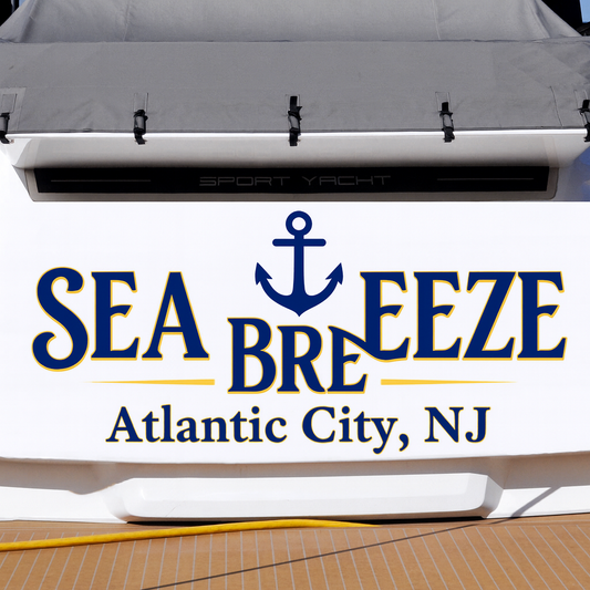 Custom Boat Stern Decal Sticker Sign | Boat Stern Name & Hailing City (Port) Sign