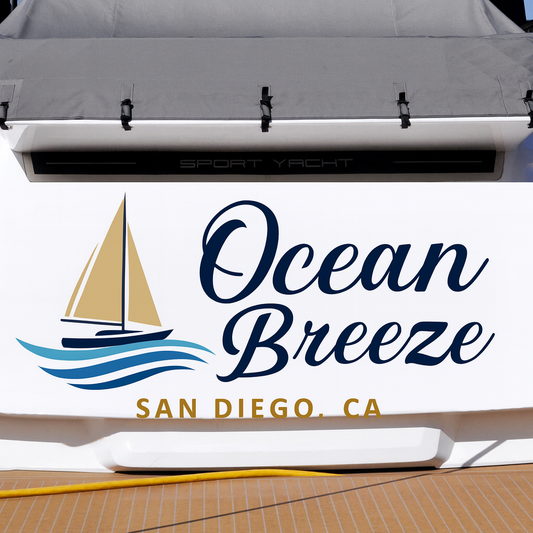 Custom Boat Stern Decal Sticker Sign | Boat Stern Name & Hailing City (Port) Sign