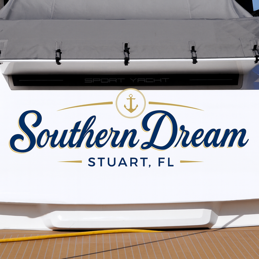 Custom Boat Stern Decal Sticker Sign | Boat Stern Name & Hailing City (Port) Sign