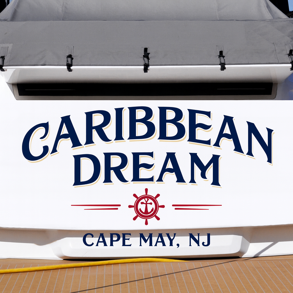 Custom Boat Stern Decal Sticker Sign | Boat Stern Name & Hailing City (Port) Sign