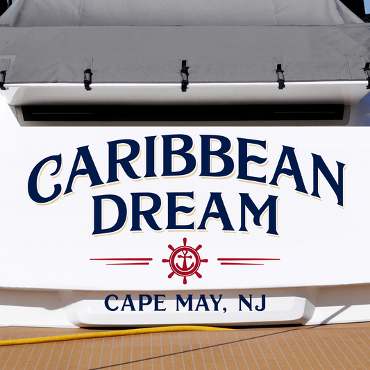 Custom Boat Stern Decal Sticker Sign | Boat Stern Name & Hailing City (Port) Sign