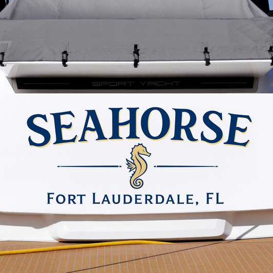 Custom Boat Stern Decal Sticker Sign | Boat Stern Name & Hailing City (Port) Sign