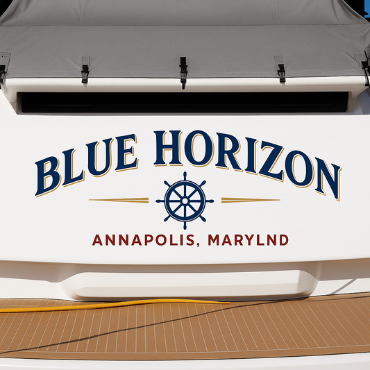 Custom Boat Stern Decal Sticker Sign | Boat Stern Name & Hailing City (Port) Sign