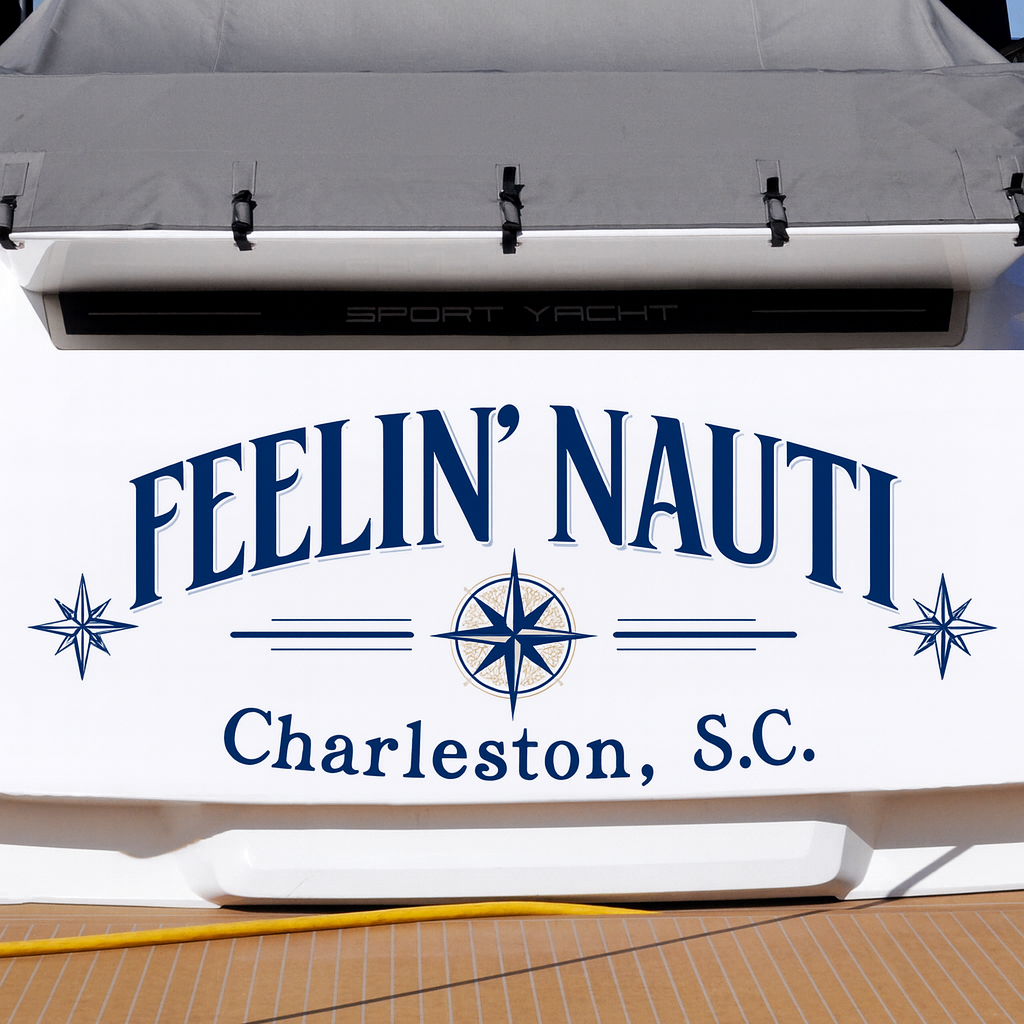 Custom Boat Stern Decal Sticker Sign | Boat Stern Name & Hailing City (Port) Sign