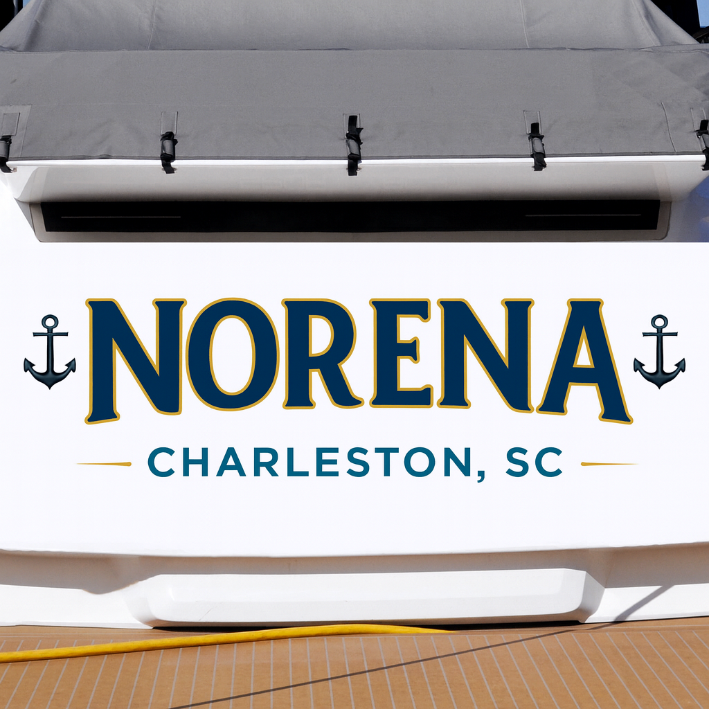 Custom Boat Stern Decal Sticker Sign | Boat Stern Name & Hailing City (Port) Sign