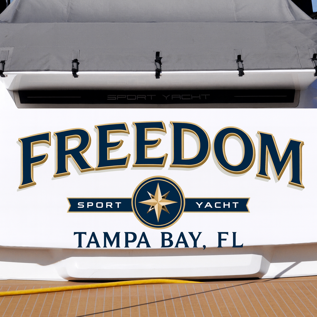 Custom Boat Stern Decal Sticker Sign | Boat Stern Name & Hailing City (Port) Sign