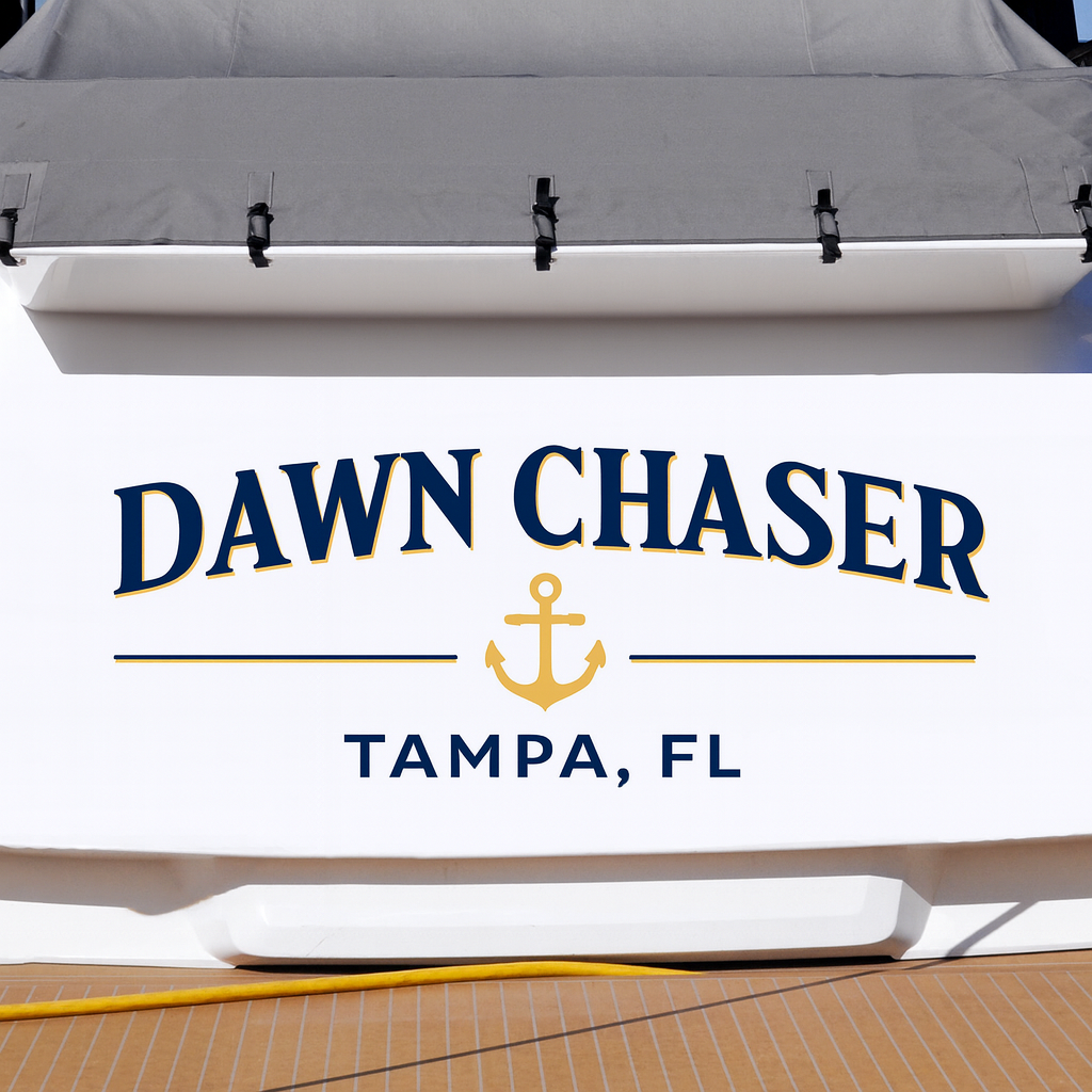 Custom Boat Stern Decal Sticker Sign | Boat Stern Name & Hailing City (Port) Sign