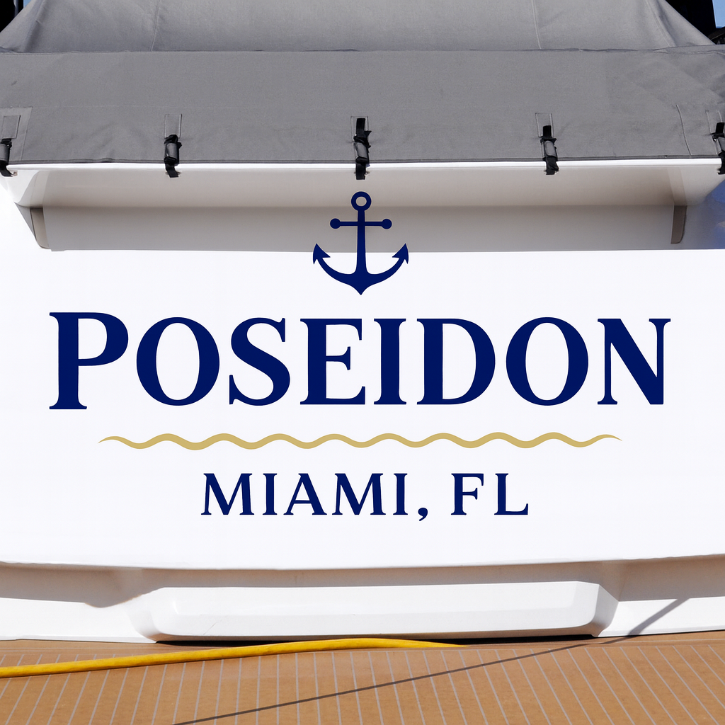 Custom Boat Stern Decal Sticker Sign | Boat Stern Name & Hailing City (Port) Sign