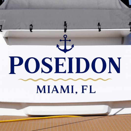 Custom Boat Stern Decal Sticker Sign | Boat Stern Name & Hailing City (Port) Sign