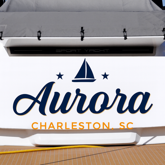 Custom Boat Stern Decal Sticker Sign | Boat Stern Name & Hailing City (Port) Sign