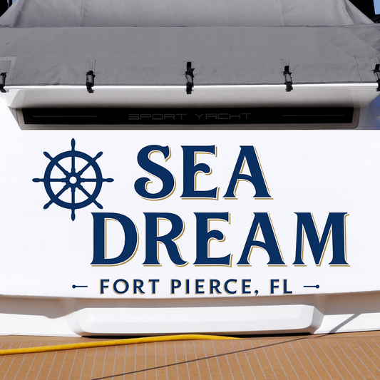 Custom Boat Stern Decal Sticker Sign | Boat Stern Name & Hailing City (Port) Sign