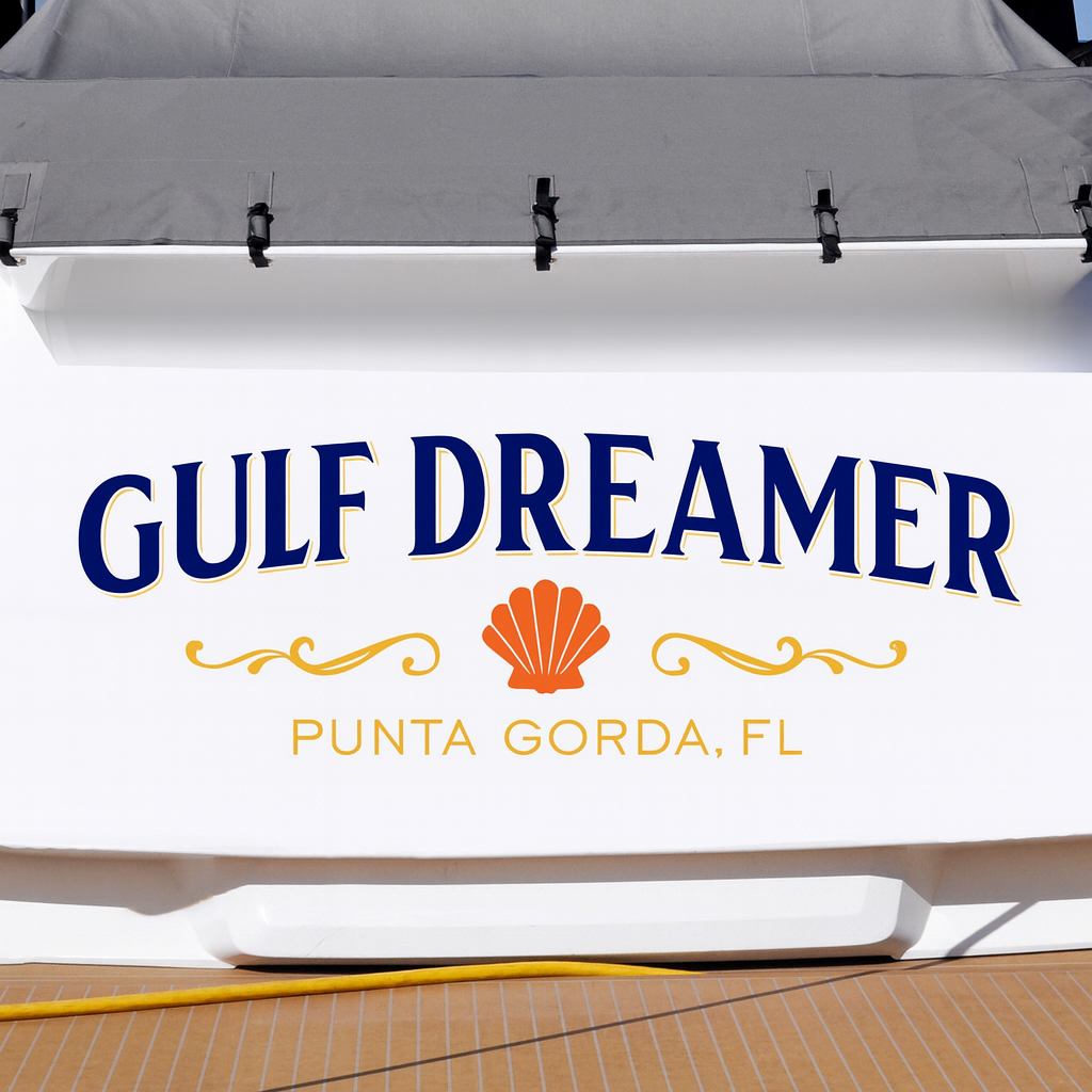 Custom Boat Stern Decal Sticker Sign | Boat Stern Name & Hailing City (Port) Sign