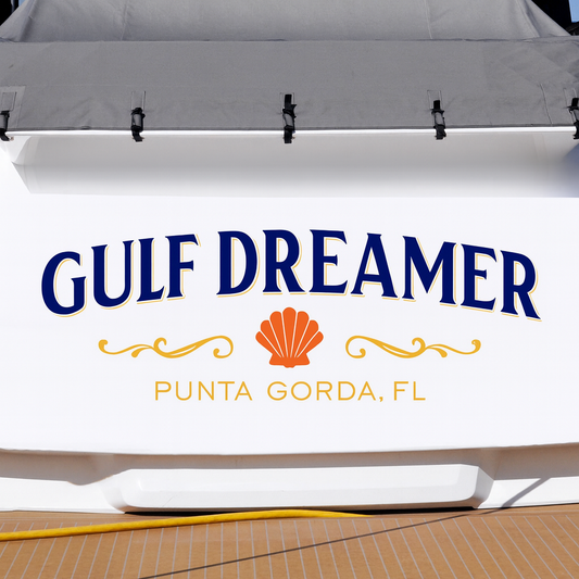 Custom Boat Stern Decal Sticker Sign | Boat Stern Name & Hailing City (Port) Sign